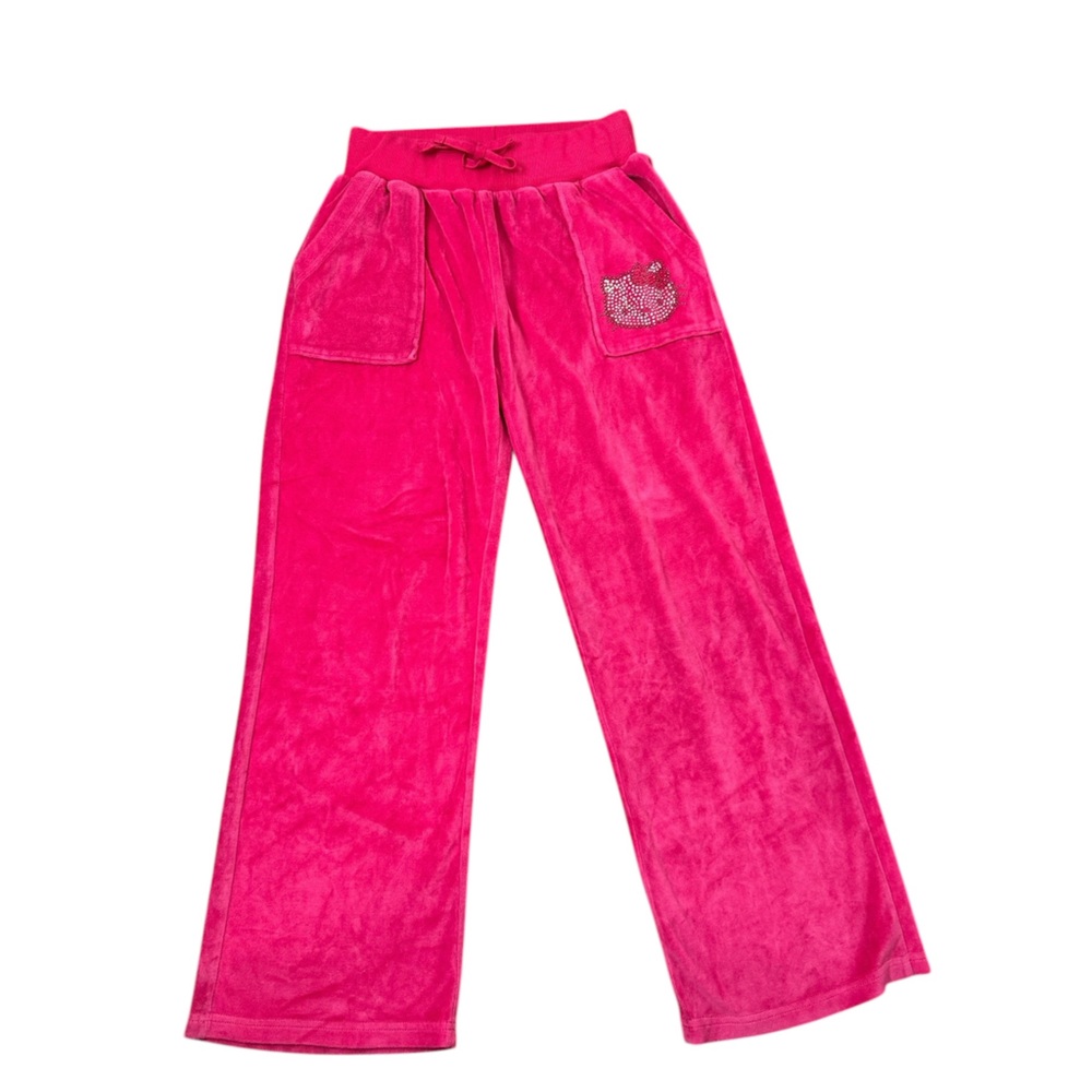 Universal Studios Hello Kitty hot pink velour rhinestones lounging joggers small - Picture 2 of 13